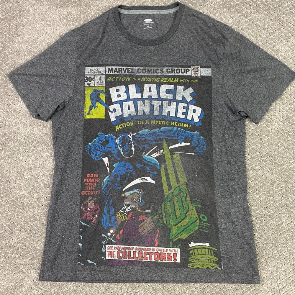 Black Panther T Shirt Men's Large Gray Marvel Comics Old Navy